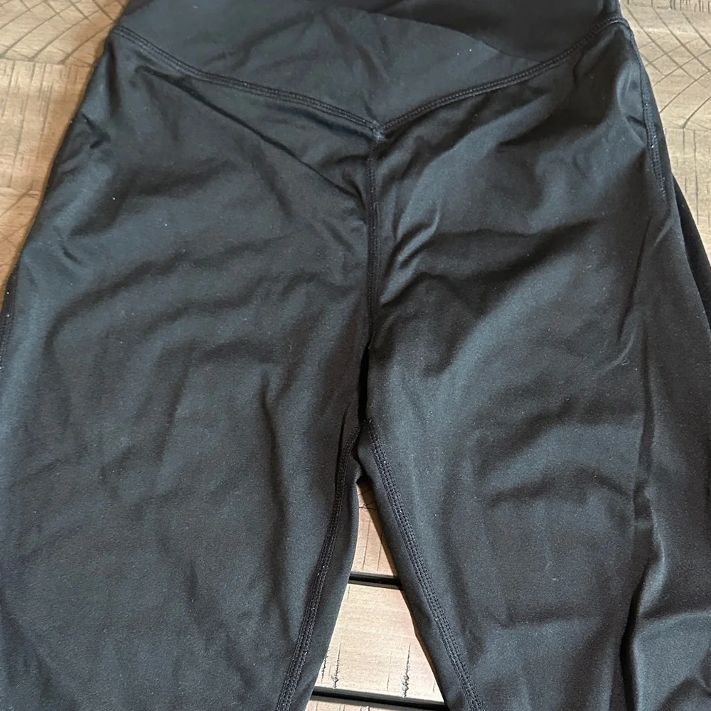 Girls Black Performance Leggings wide flare leg crossover waist